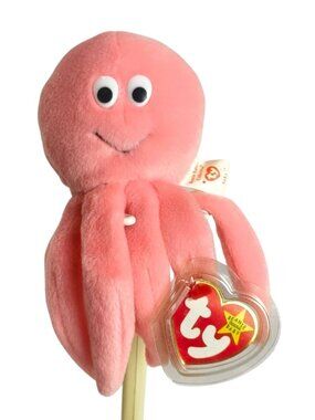 Ty Beanie Baby INKY Octopus Plush MWMT 1994 Pink Retired DOB Nov 29 Collectible